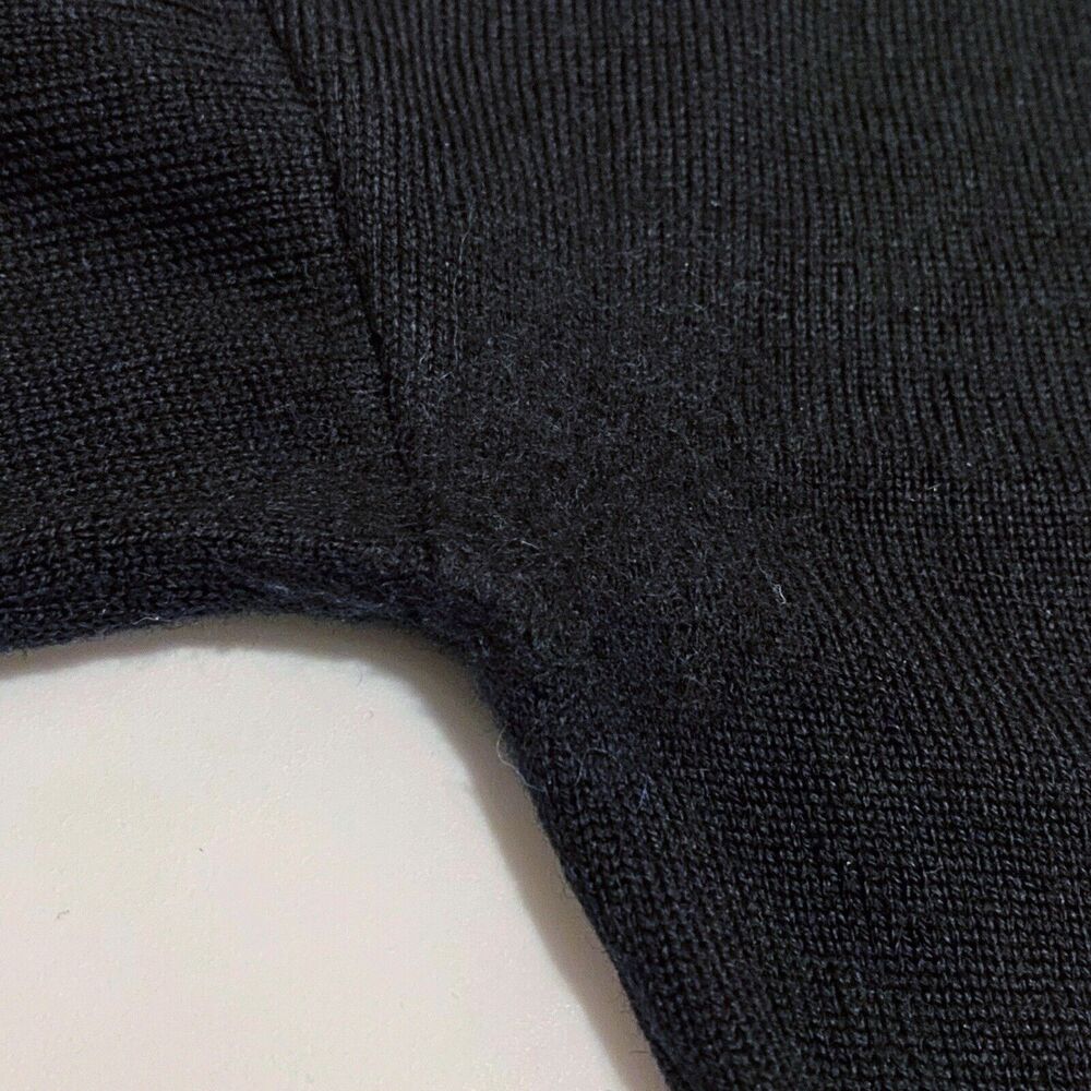Garnet Hill Size XS Modern Merino Wool Sweater Dress Black Crew Neck Knee Length - Picture 6 of 12